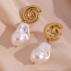 18KT Gold Plated Spiral Pearl Earrings - Atulya Jewellers