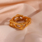 18KT Gold Plated Jade Square Pearl Ring