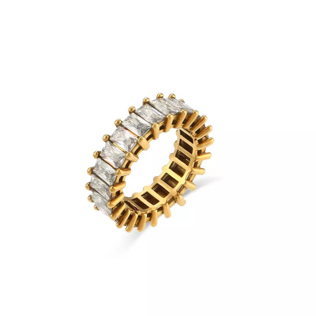 18KT Gold Plated Naira CZ Ring - Atulya Jewellers