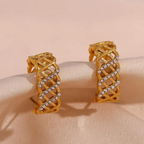 18KT Gold Plated Stella CZ Earrings White - Atulya Jewellers