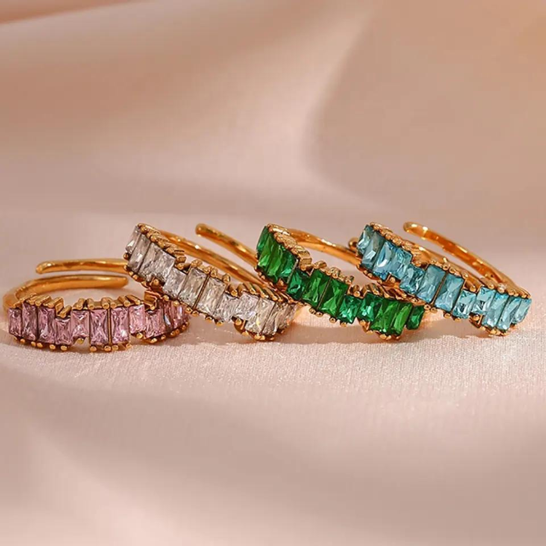 18KT Gold Plated Nia CZ Ring (Re-Sizeable) - Atulya Jewellers