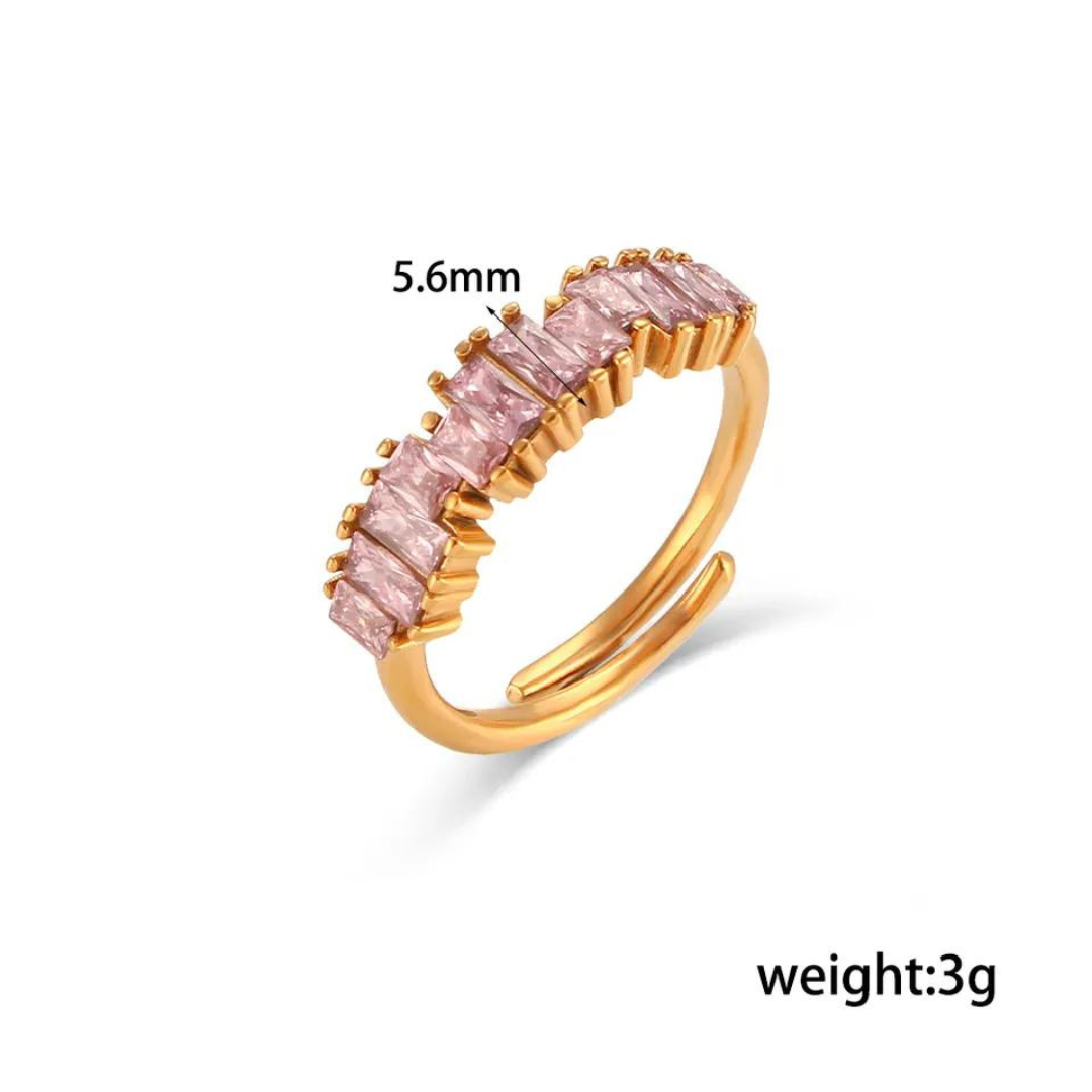 18KT Gold Plated Nia CZ Ring (Re-Sizeable)