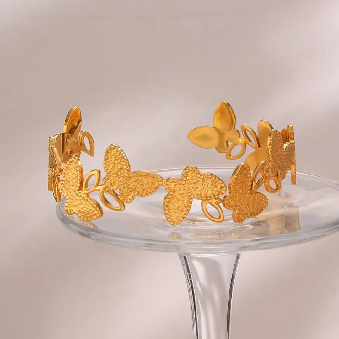 18KT Gold Plated Butterfly Cuff Bracelet