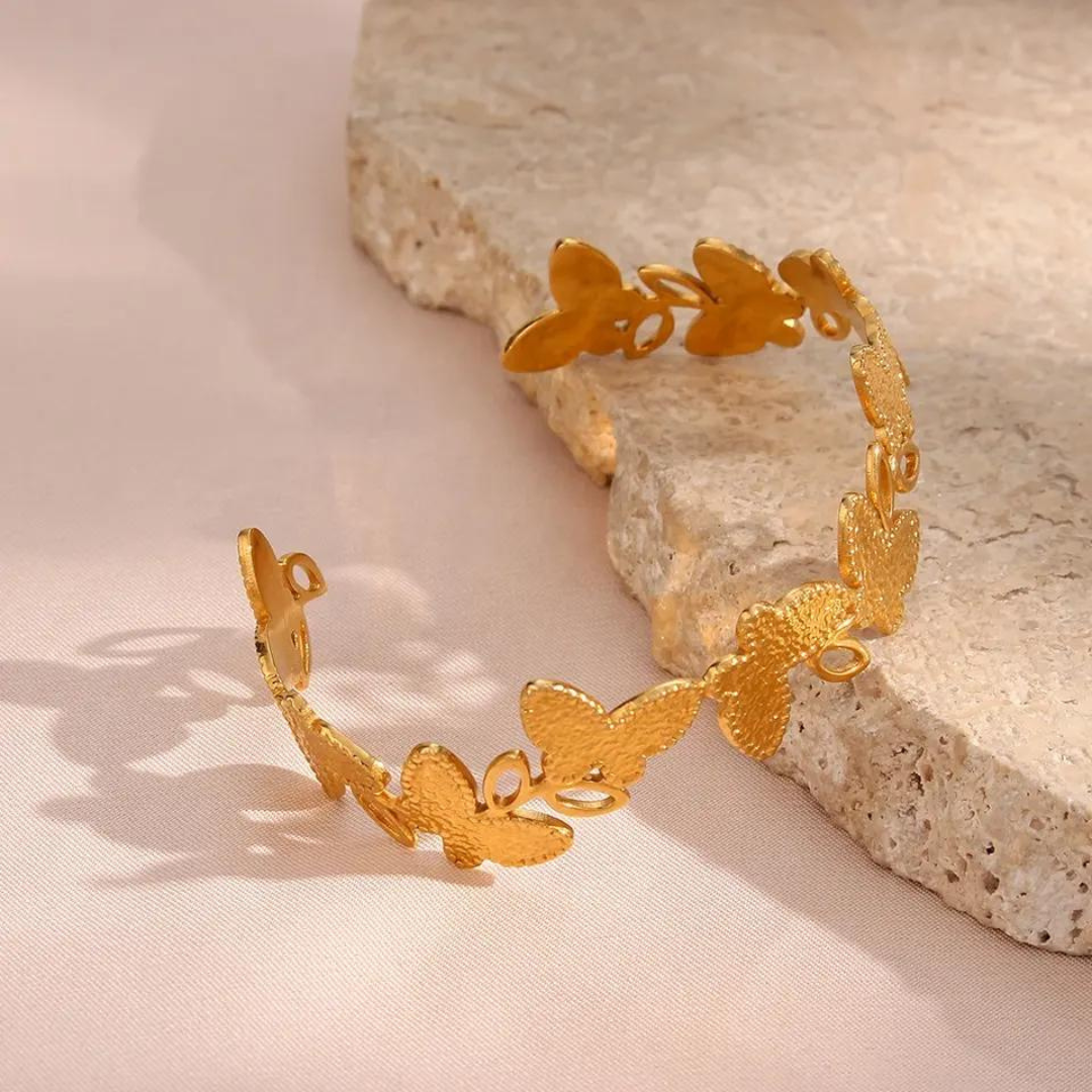 18KT Gold Plated Butterfly Cuff Bracelet
