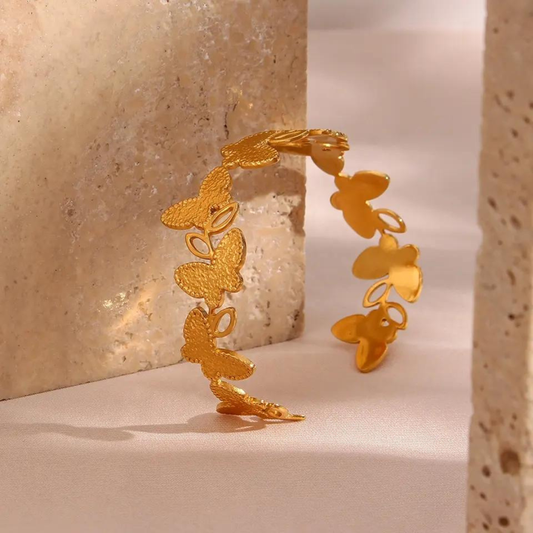 18KT Gold Plated Butterfly Cuff Bracelet - Atulya Jewellers