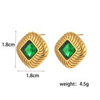 18KT Gold Plated Lozenge CZ Earrings - Atulya Jewellers