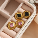 18KT Gold Plated Lozenge CZ Earrings - Atulya Jewellers