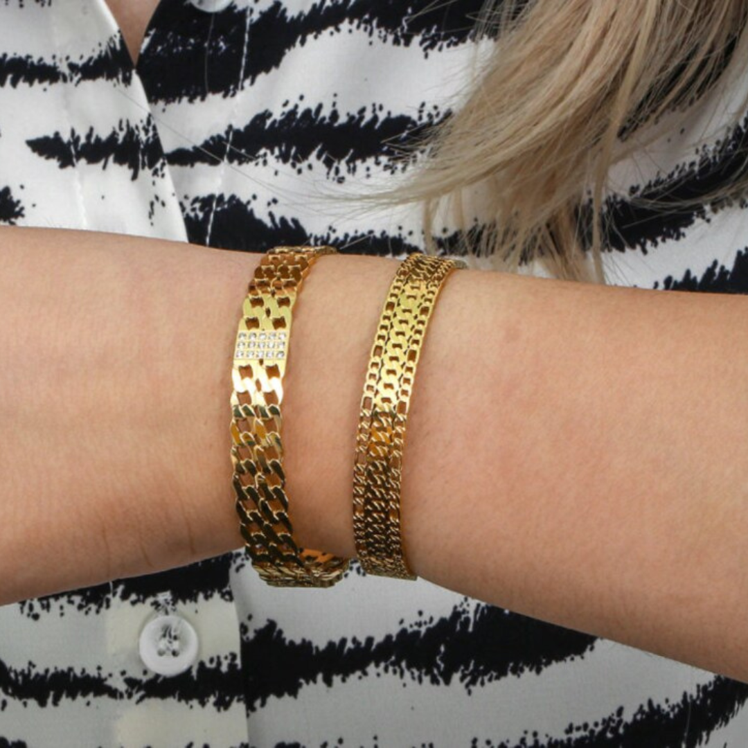 18KT Gold Plated Lucy Cuff CZ Bracelet - Atulya Jewellers