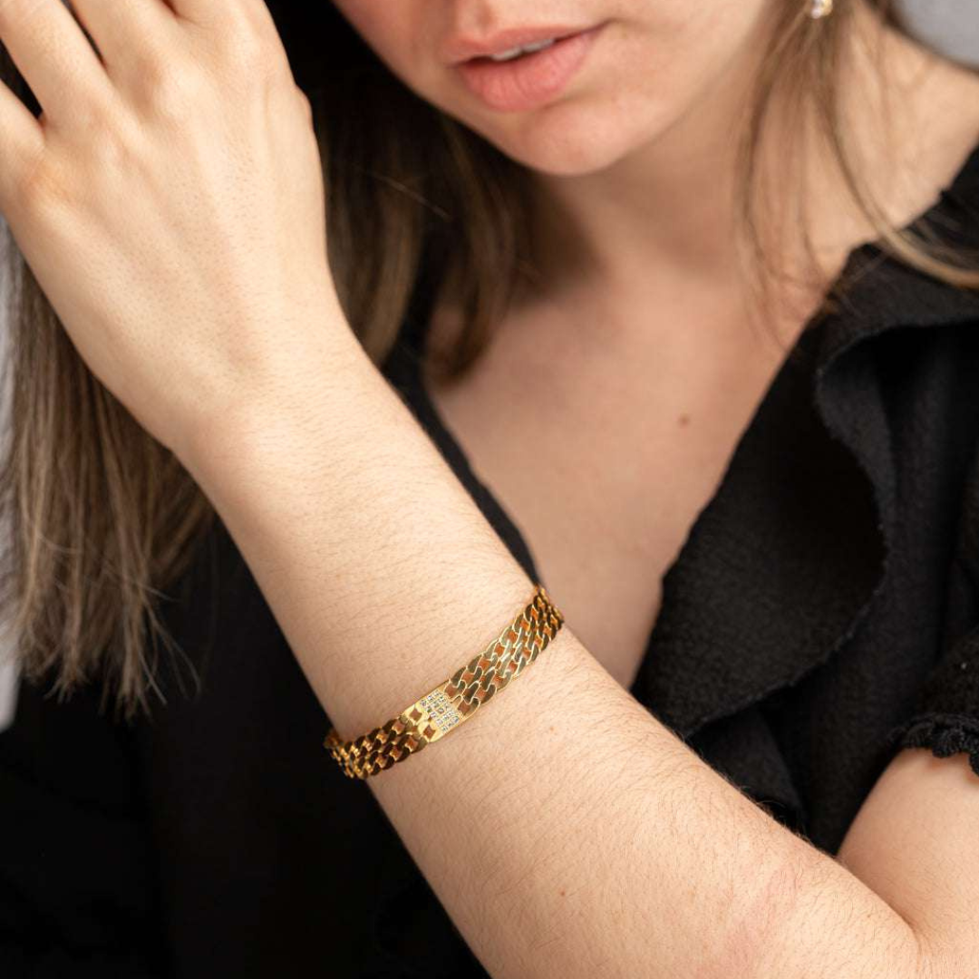 18KT Gold Plated Lucy Cuff CZ Bracelet - Atulya Jewellers