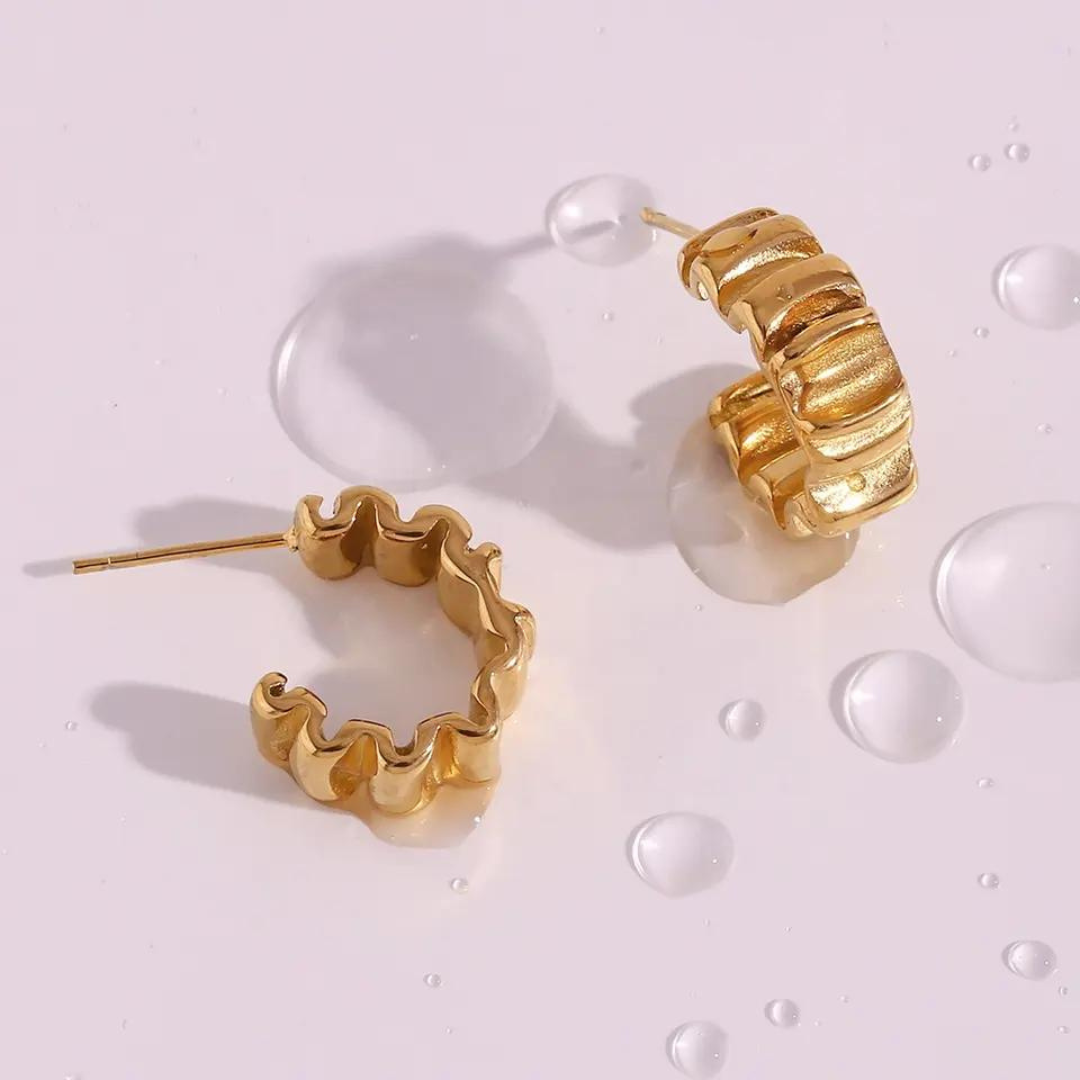 18KT Gold Plated Wave Hoop Earrings