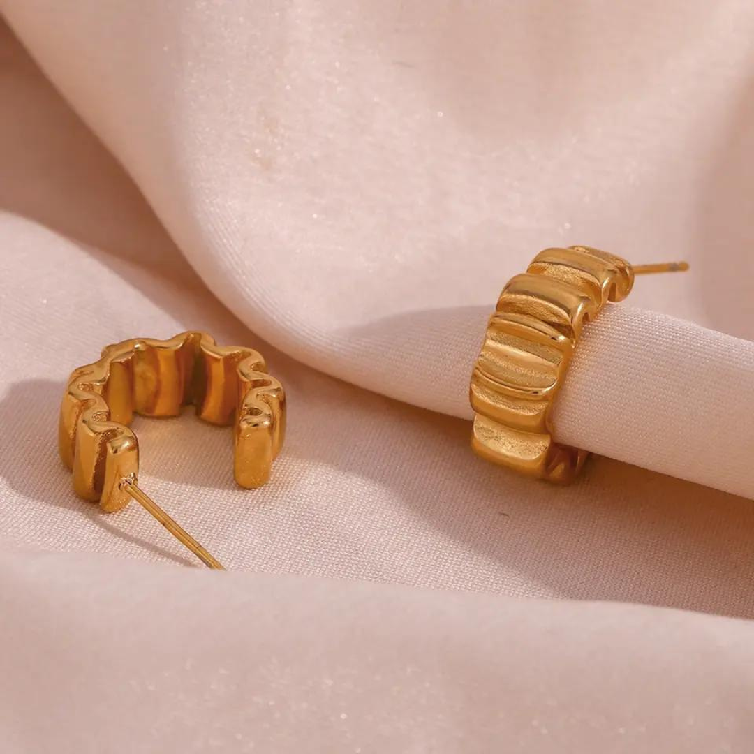 18KT Gold Plated Wave Hoop Earrings