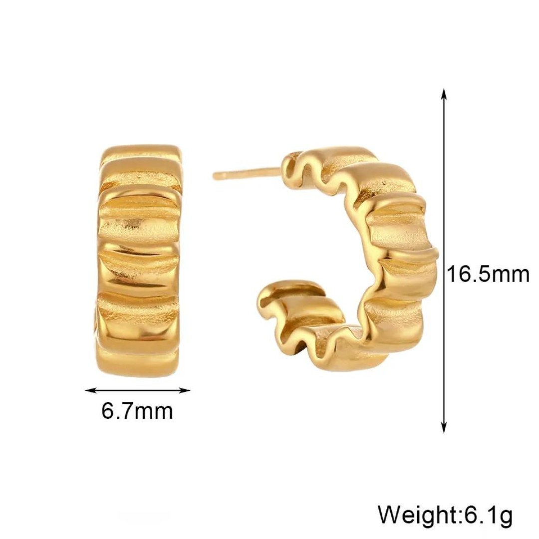 18KT Gold Plated Wave Hoop Earrings