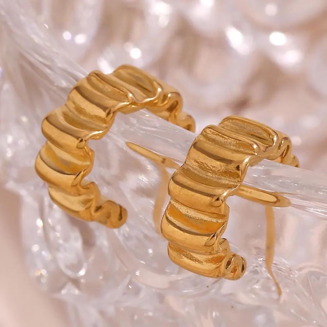 18KT Gold Plated Wave Hoop Earrings