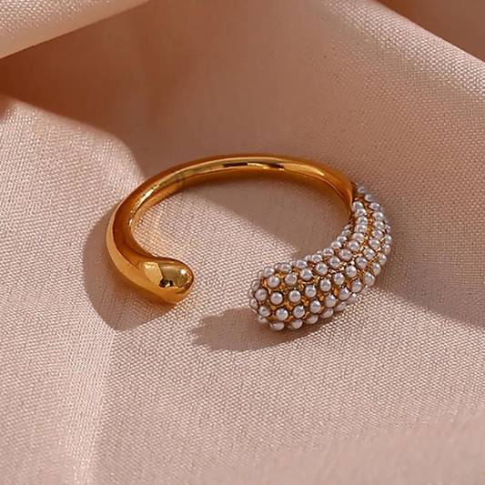 18KT Gold Plated Kiya Pearl Ring (Re-sizeable)