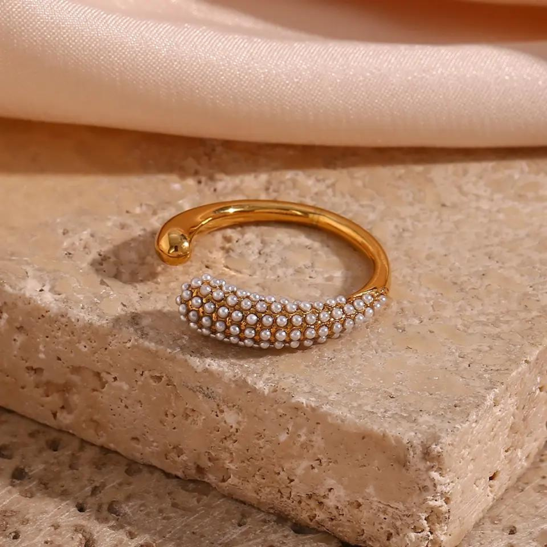 18KT Gold Plated Kiya Pearl Ring (Re-sizeable) - Atulya Jewellers