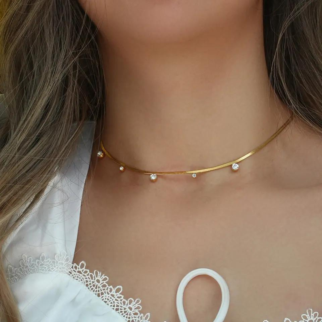 18KT Gold Plated Hazel CZ Necklace - Atulya Jewellers