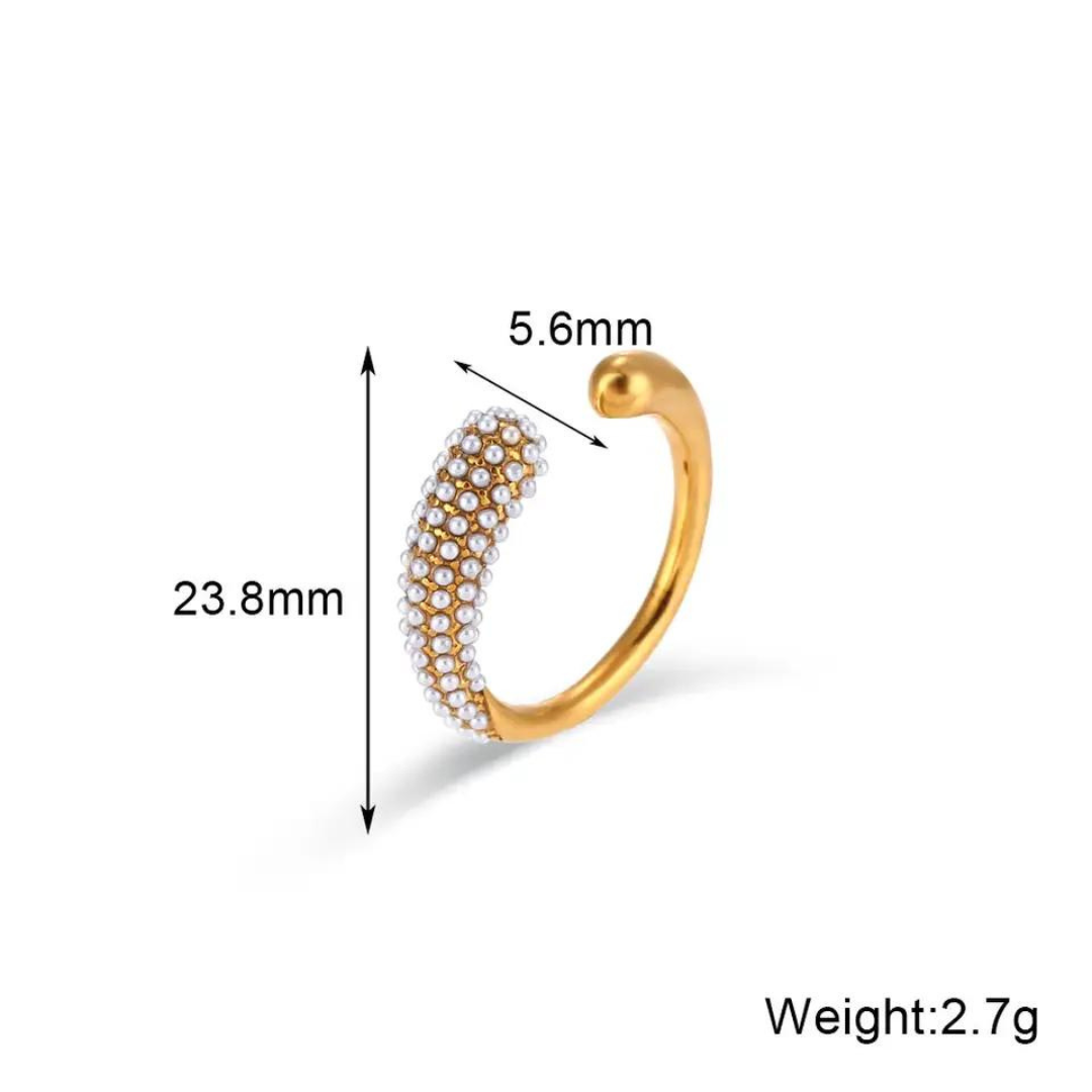 18KT Gold Plated Kiya Pearl Ring (Re-sizeable) - Atulya Jewellers