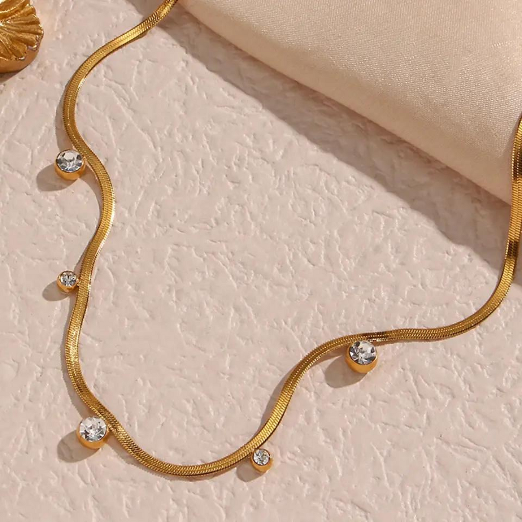 18KT Gold Plated Hazel CZ Necklace - Atulya Jewellers