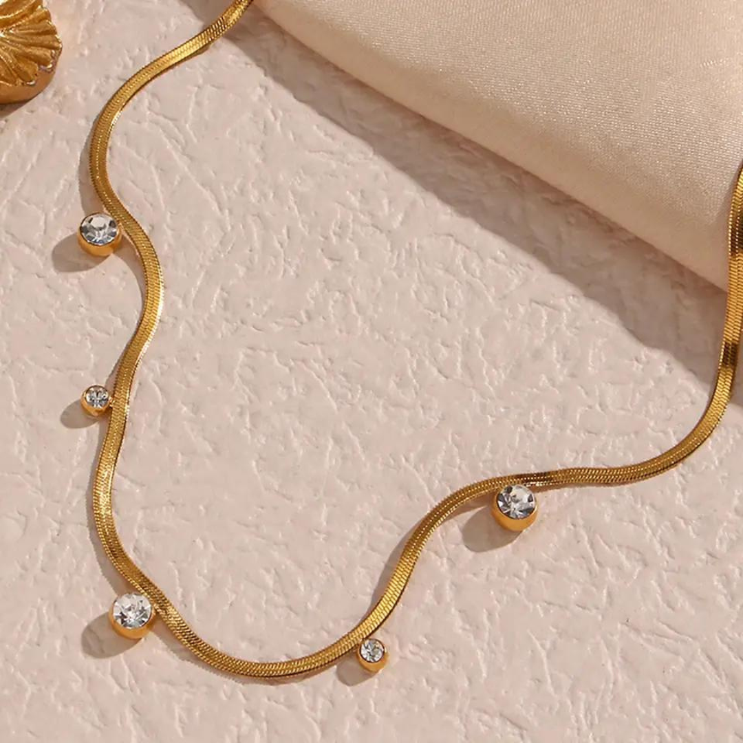 18KT Gold Plated Hazel CZ Necklace - Atulya Jewellers
