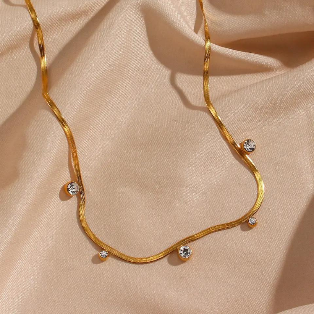 18KT Gold Plated Hazel CZ Necklace - Atulya Jewellers