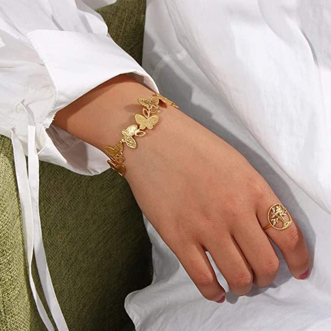 Buy Cuff Bracelet With Ring 18k Gold Plated online Palmonas  PALMONAS