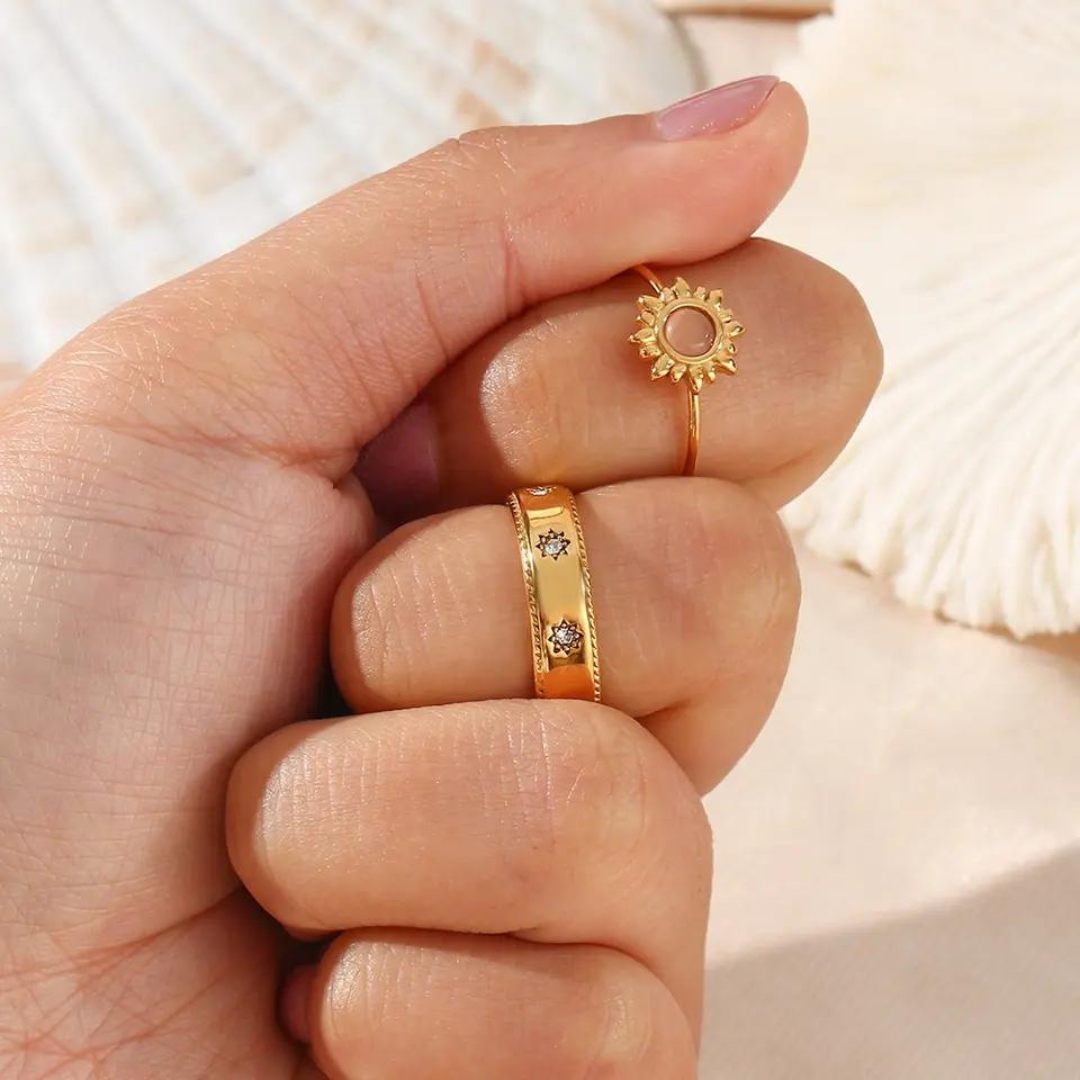 18KT Gold Plated Star Band Ring - Atulya Jewellers