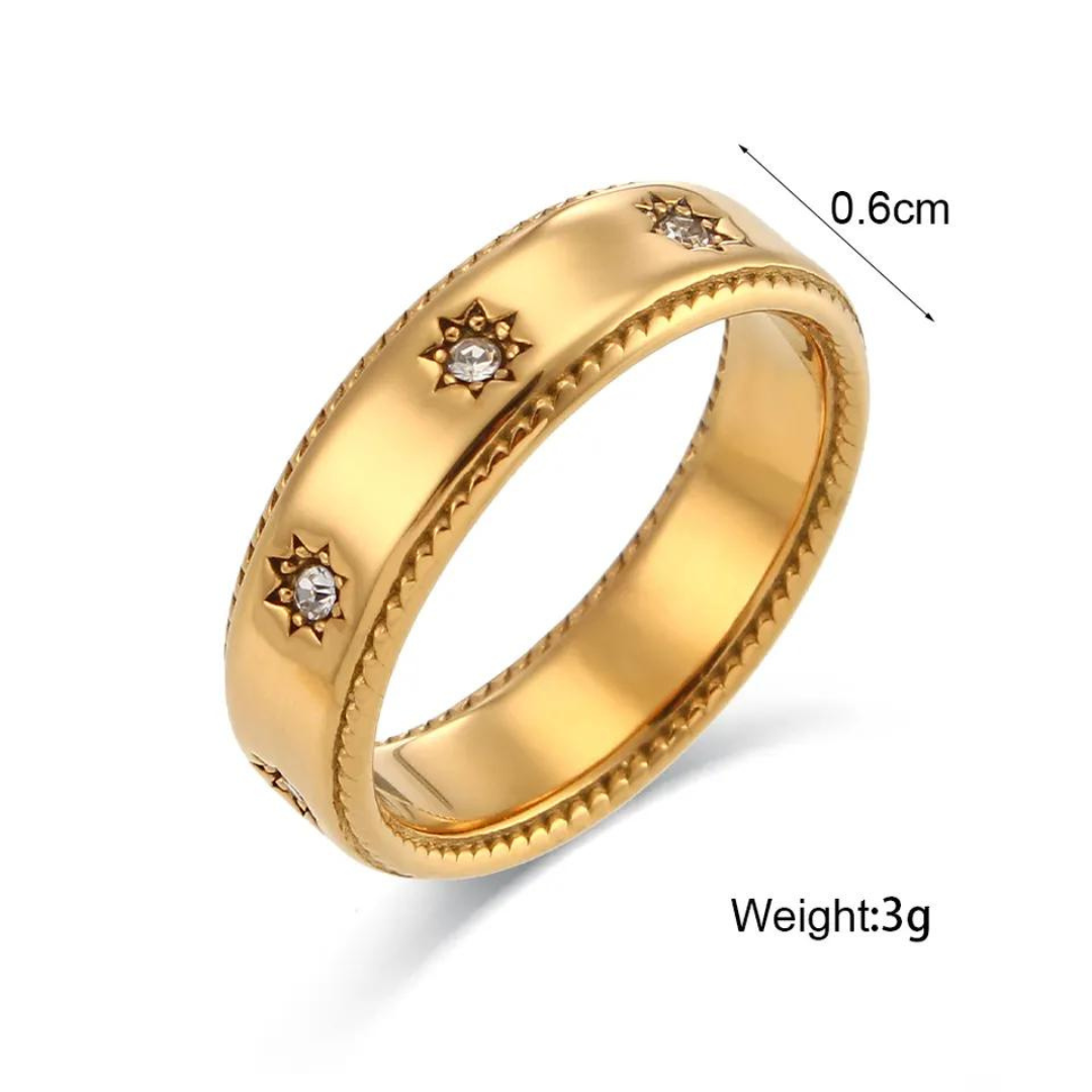 18KT Gold Plated Star Band Ring - Atulya Jewellers