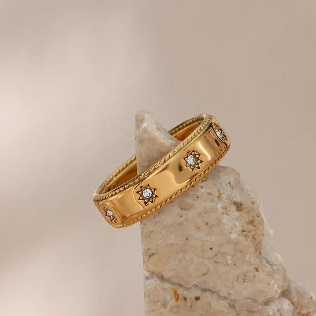 18KT Gold Plated Star Band Ring - Atulya Jewellers