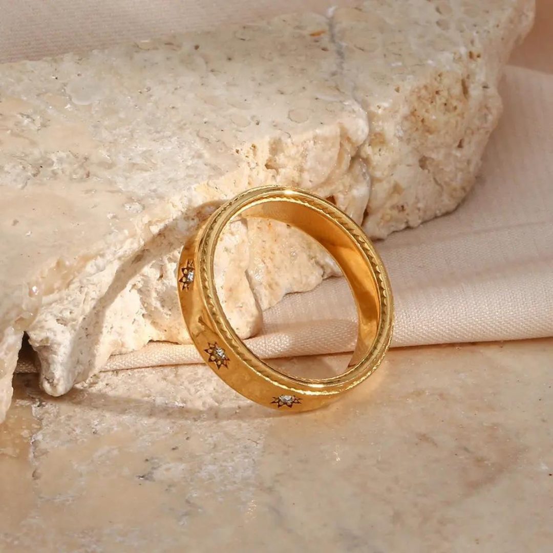 18KT Gold Plated Star Band Ring - Atulya Jewellers