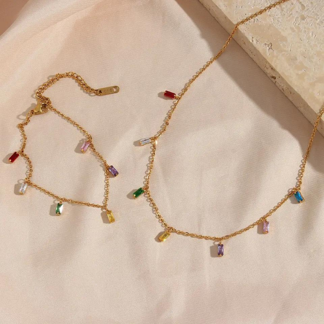 18KT Gold Plated Grace Multicolour Necklace