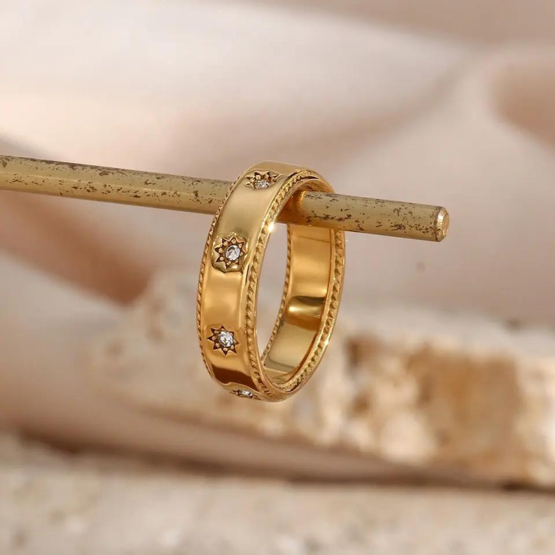 18KT Gold Plated Star Band Ring - Atulya Jewellers