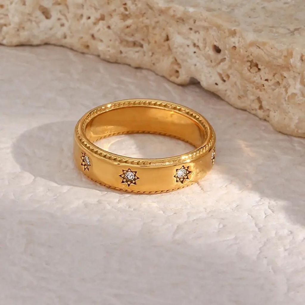 18KT Gold Plated Star Band Ring - Atulya Jewellers