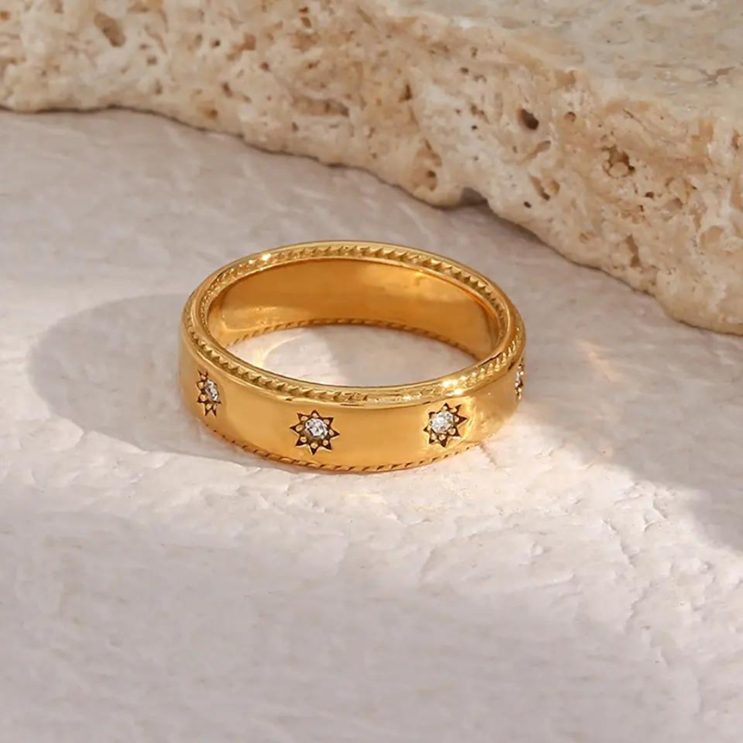 18KT Gold Plated Star Band Ring - Atulya Jewellers