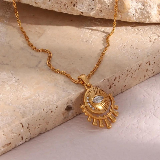 18KT Gold Plated Eye CZ Necklace