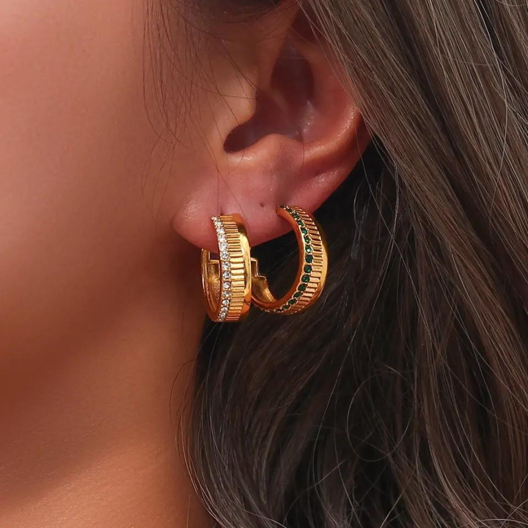 18KT Gold Plated Elsa CZ Earrings - Atulya Jewellers