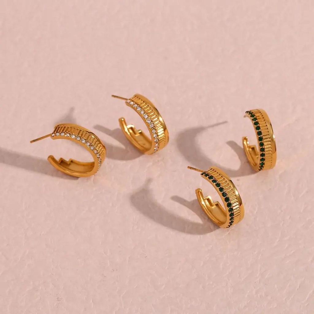 18KT Gold Plated Elsa CZ Earrings - Atulya Jewellers