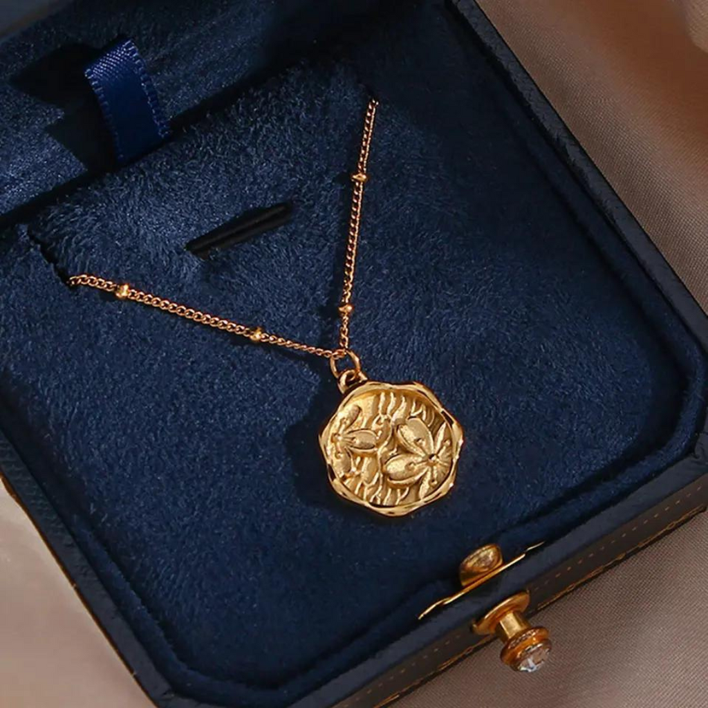 18KT Gold Plated Flower Necklace - Atulya Jewellers