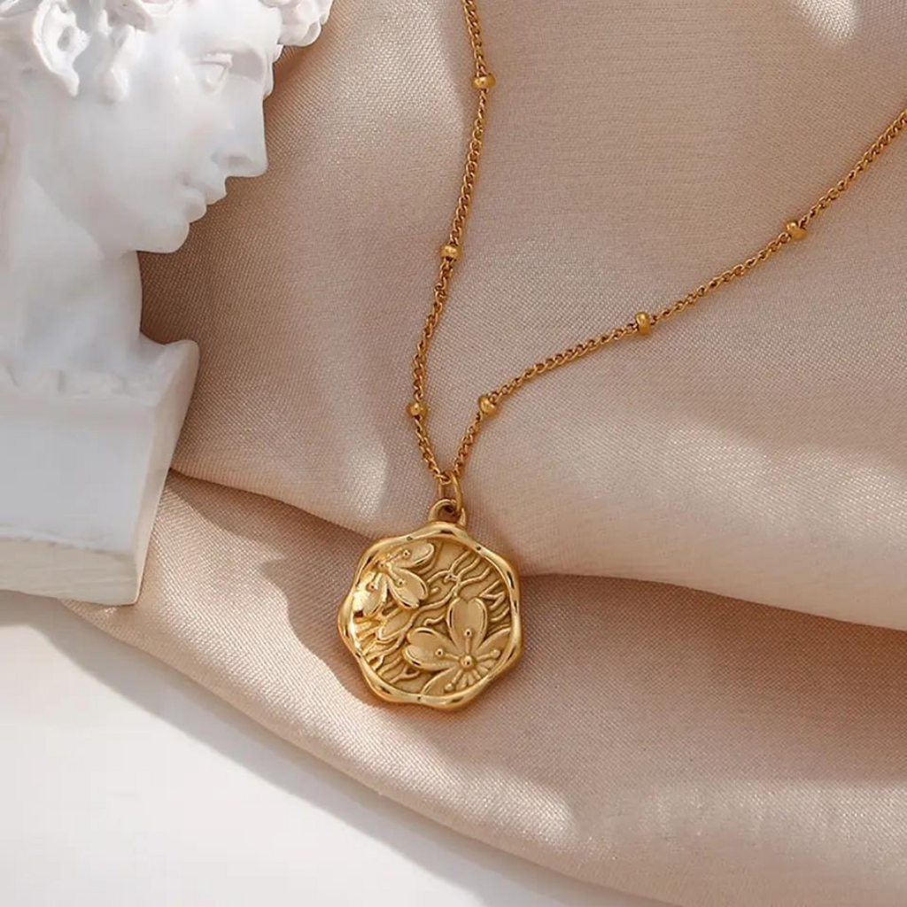 18KT Gold Plated Flower Necklace - Atulya Jewellers