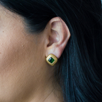 18KT Gold Plated Lozenge CZ Earrings - Atulya Jewellers
