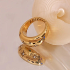 18KT Gold Plated Starburst CZ Ring - Atulya Jewellers