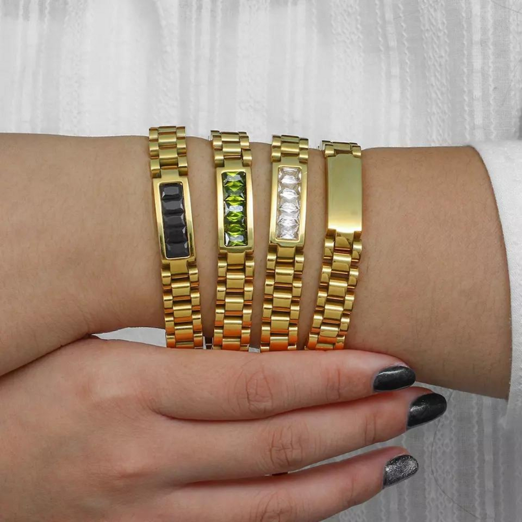 18KT Gold Plated Luna CZ Bracelet - Atulya Jewellers