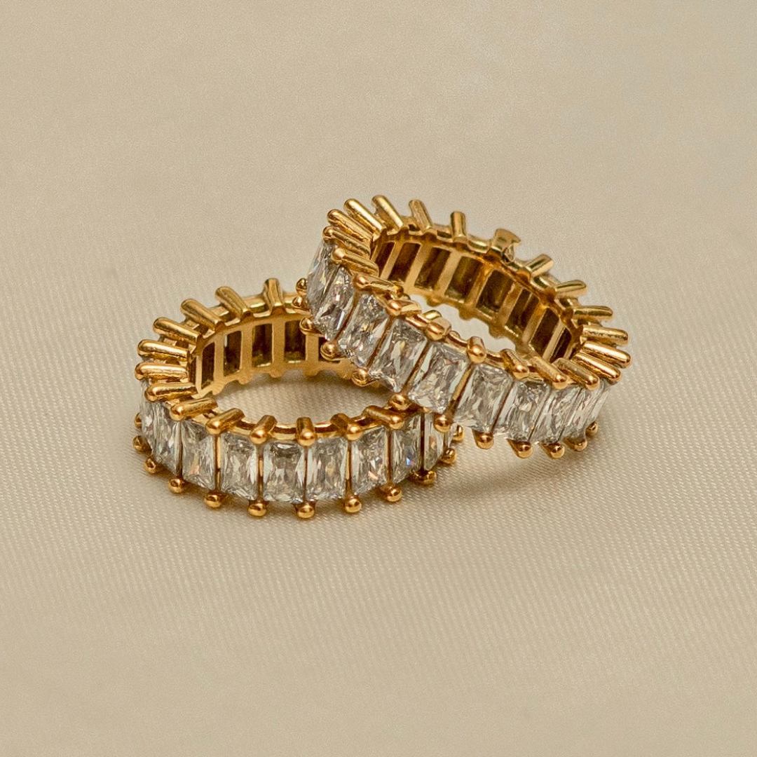 18KT Gold Plated Naira CZ Ring White - Atulya Jewellers