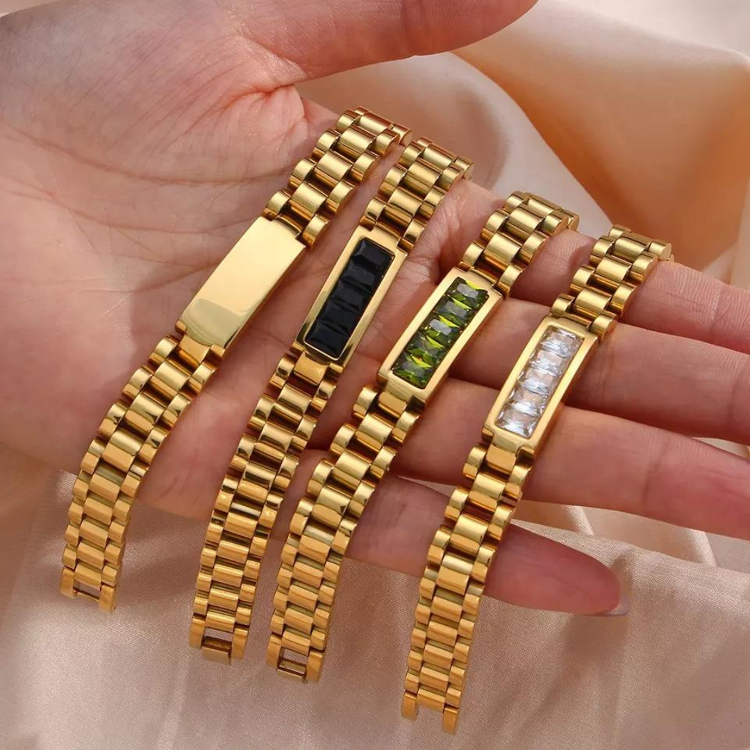 18KT Gold Plated Luna CZ Bracelet - Atulya Jewellers