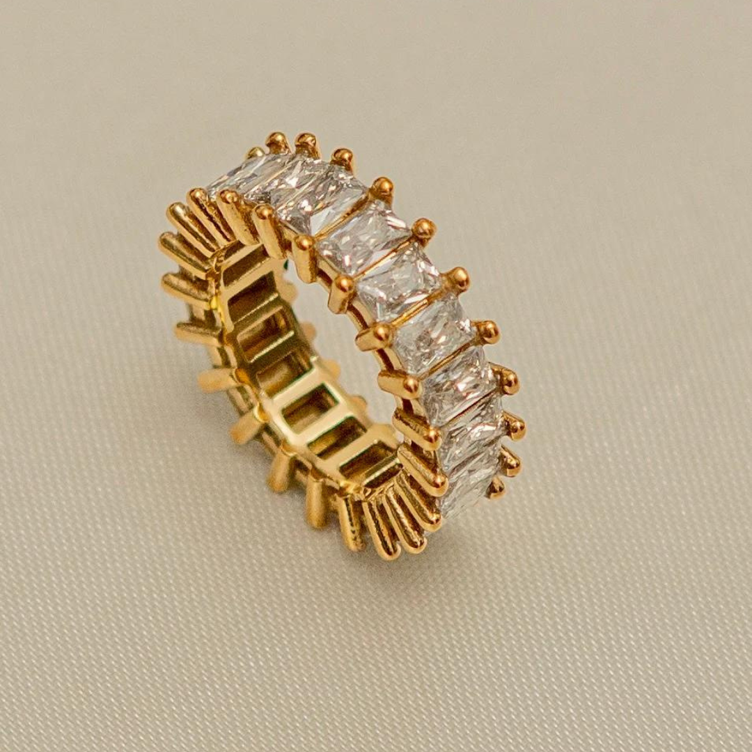 18KT Gold Plated Naira CZ Ring - Atulya Jewellers