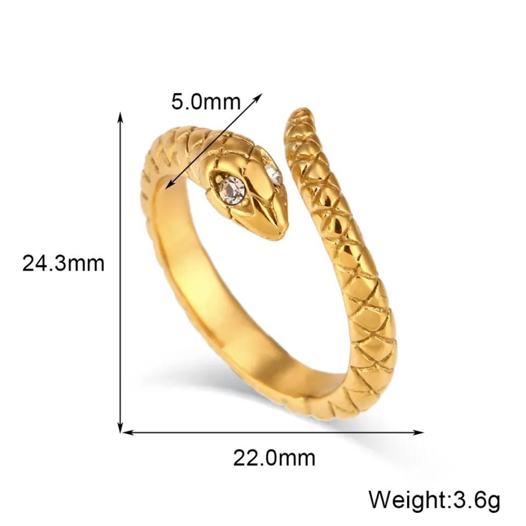 18KT Gold Plated Snake Ring (Re-Sizeable) - Atulya Jewellers