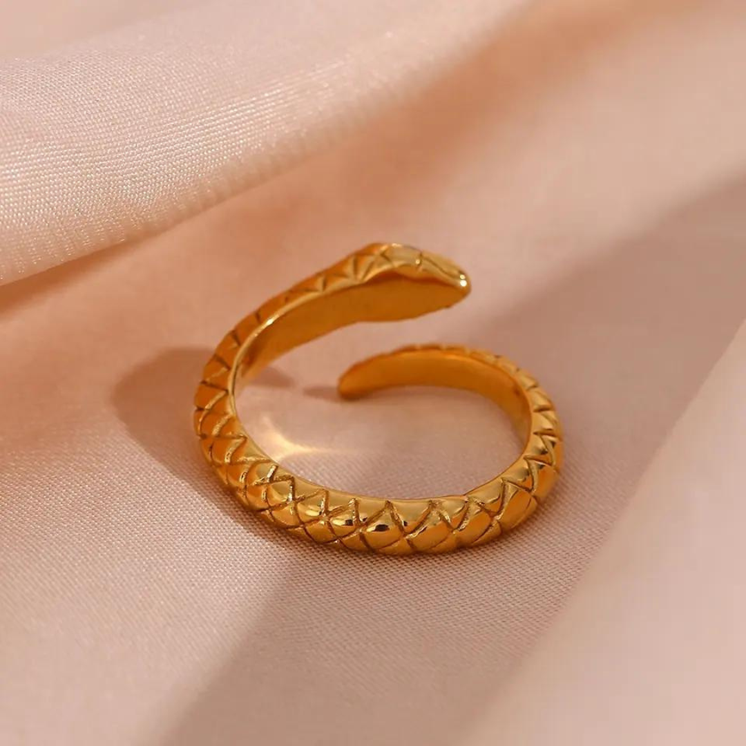 18KT Gold Plated Snake Ring (Re-Sizeable) - Atulya Jewellers