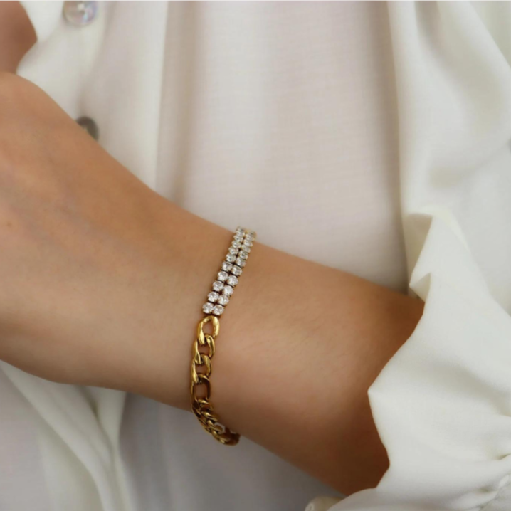 18KT Gold Plated Sia CZ Bracelet - Atulya Jewellers