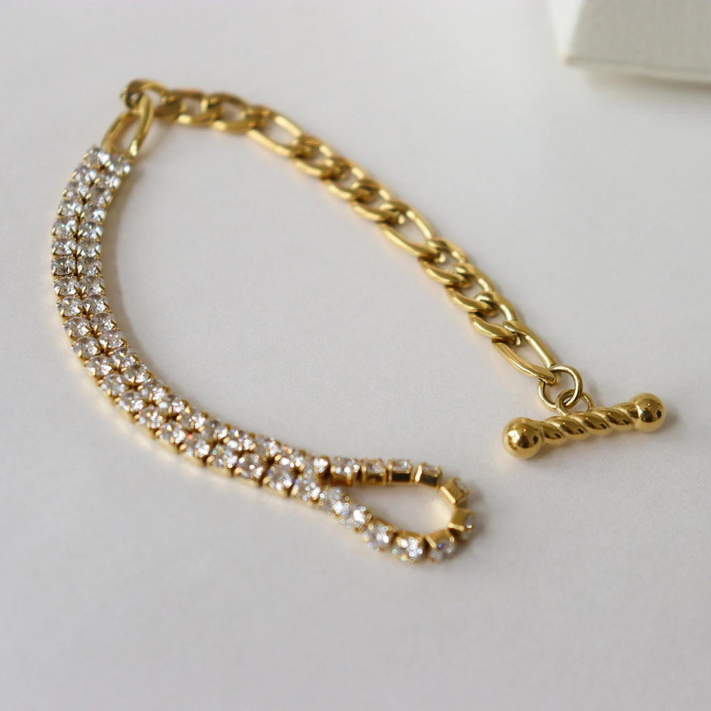 18KT Gold Plated Sia CZ Bracelet Gold - Atulya Jewellers