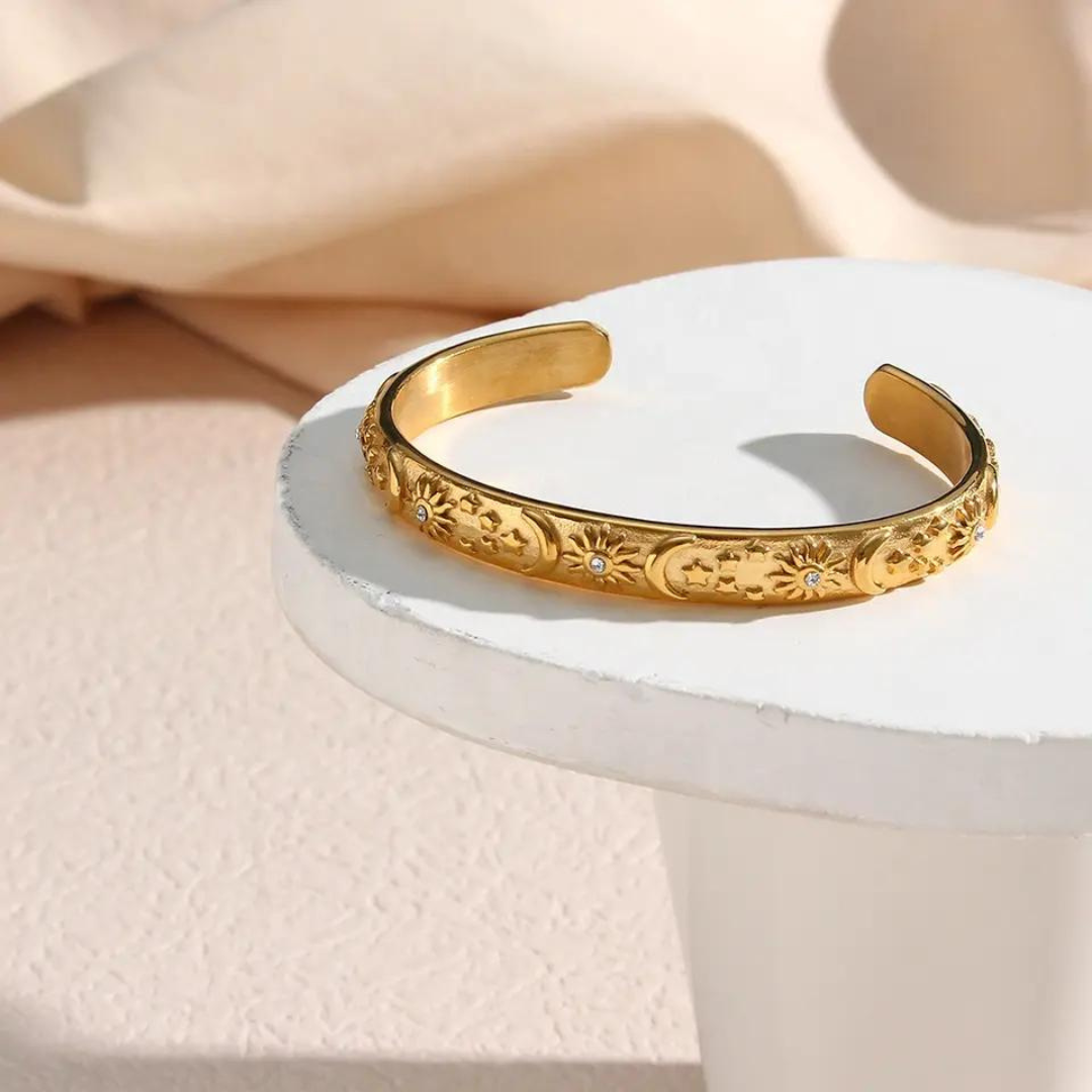 Thin 14K Gold Cuff Bracelet – Lotus Stone Design